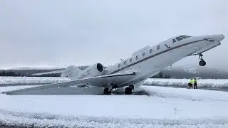 Snow leaves plane in tail-stand at Truckee Tahoe Airport