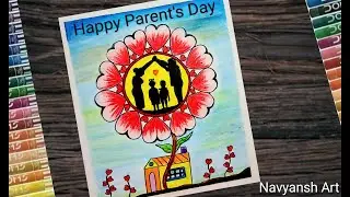 National Parents day poster drawing with oil pastel l How to draw parents day 2021 special drawing