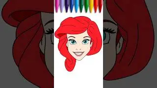 How to draw Ariel Disney Princess for kids - DrawColor #disney #drawing #cartoon #disneyprincess