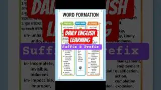 Daily English learning prefix and suffix in english #grammar  word formation #reelschallenge