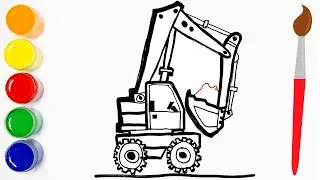 🚜 Cara Menggambar Dan Mewarnai Mesin Buldoser Mainan Retro Excavator  Mainan Untuk Anak - Cat Color🔴