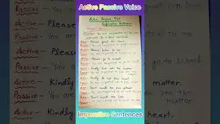 Active Passive Voice Imperative Sentences#grammartips #shorts#viral #trending #youtubeshorts