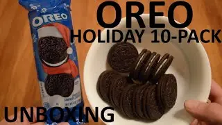 Unboxing Oreo Chocolate Sandwich Cookies 10-Pack Holiday Red Santa's Hat Package