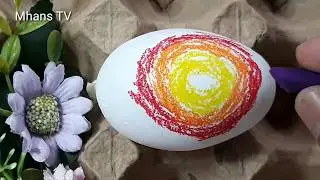 Egg Shell Drawing LoveBirds Scenery in Oil Pastel | Itlog LoveBirds Easy Step | Mhans Art TV