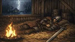 A Warrior&rsquo;s Rest &mdash; Cozy Medieval Rain & Campfire | Pixel Art Ambience