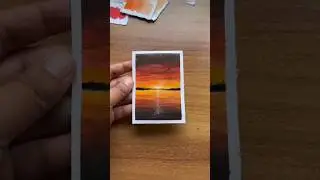 watercolour red sunset 🌇 #scenery #art #tiktok #painting #youtubeshorts #viral #yt #diy #viralvideo