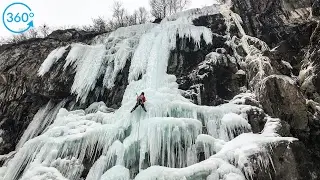 360: Climbing Frozen Waterfall In The French Alps