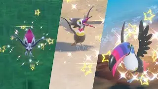 Shiny Pikipek, Trumbeak & Toucannon | Pok&eacute;mon Scarlet