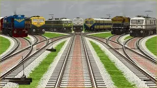 SEVEN INDIAN TRAINS CROSSING BY BUMPY FORKED RAILROAD TRACKS | Train videos | trains