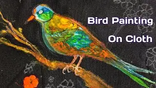 How to paint a bird on Cloth | Fabric Painting Tutorial for beginners | Bird Painting on Tote Bag 