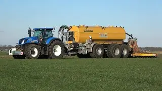 Loonbedrijf Reimink met een New Holland T7.290 + nieuwe Zunhammer mesttank en Duport bemester (2023)