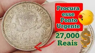 Moeda 1000 R&eacute;is ano 1913 PRATA RARA j&aacute; vale 27 mil reais ,valores de cat&aacute;logo.