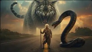 A Cat Tiger Save Old Women from Gaint Python #wildlife #python🐍