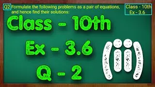 Class - 10th, Ex - 3.6, Q2 (ii) Maths (Pair of Linear Equations in Two Variables) NCERT CBSE