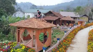 KONG & NHAT quickly repaired the roof of the hut.Taking care of the vegetable garden on the mountain