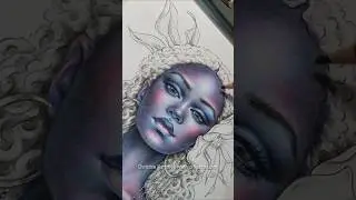 Coloring Skin Colored Pencils Fantasy Portrait #coloring demo Christine Karron #drawing