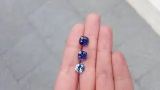 Purple/blue/violet sapphires square cushion cut 2.28ct, 2.14ct, 1.55ct high quality Hobart Tasmania