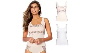 Rhonda Shear LaceOverlay Tank with Shelf Bra 2pack