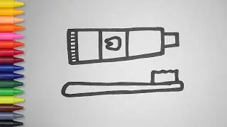 How to Draw Pasta and Toothbrush and Coloring with Crayons | Drawing and Coloring for Kids Learning