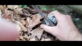 Repairing the copper propane line.
