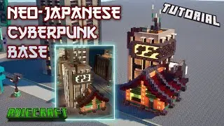 EASY Neo Japanese CYBERPUNK TUTORIAL - How to build a Cyberpunk Base in Minecraft - Cyberpunk2077
