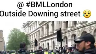 Police horses charge peaceful protesters @ #BLMLondon Outside Downing street! 😥