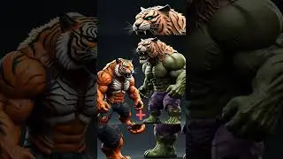 Mind blowing fusion ☠️#shorts #animals #tiger #hulk