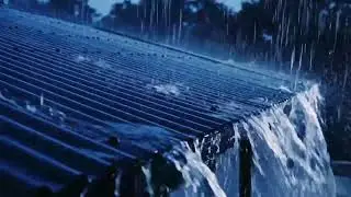 Soothing Yet Heavy Rain ASMR on Tin Roofs at Night, Endless Downpour Along a Quiet Rural Road 095