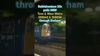 RailAdventure 20205+20007 pulls NEW Tyne & Wear Metro 555043 & 555034 through Durham. #thrash #rail