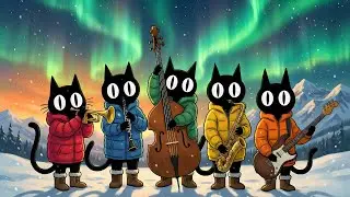 Black Cats Aurora Jazz: Uplifting & Cozy Winter Vibes for Work & Focus