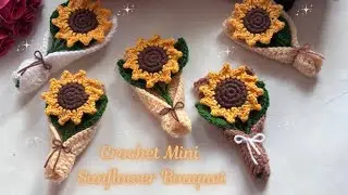 ⚡️🌻Amazing!!🌻🥰 Easy Crochet Mini Sunflower Bouquet | Easy Tutorial for beginners