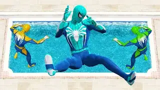 GTA 5 Rainbow Spiderman Falling Into Pool (Spider-Man Jumps & Ragdolls) #19