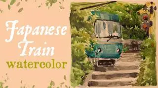 Japanese Train Watercolor Painting | Zen Countryside in My Sketchbook