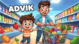 🛒 Advik Goes Grocery Shopping with Dad | Fun Day Out for Kids 👨&zwj;👦🥦