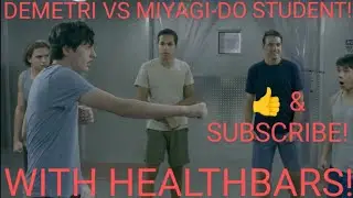 Demetri VS Miyagi-Do Student! (Freezer Training Fight With HealthBars!) - Cobra Kai (S2E7, 2019)
