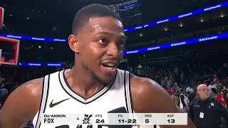 De'Aaron Fox reacts to his Spurs DEBUT & talks final moments of win vs. Hawks | NBA on ESPN