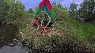 CAMPING WITH MY SON &DOG ON A MINI ISLAND CATCH & COOKING FRESH FOOD!