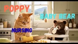 Rainy Day Compassion: Poppy Tends to an Abandoned Bear Cub #cat #cute #funny