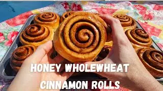 My best Honey Wholewheat Cinnamon Rolls | Honey Butter glaze | Tangzhong paste