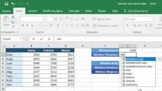 La funci&oacute;n MIN en Excel