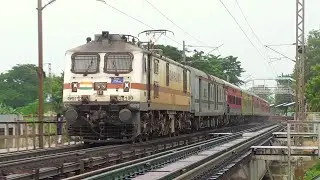 😮Dangerous 130+ Kmph Trains over Old Khirai Bridge | Coromandel+ Duronto+ Gitanjali Exp | SER Trains