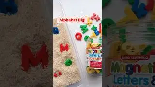 An Alphabet dig is a fun sensory activity for your Preschooler to learn the alphabet! #sensoryplay