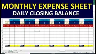 How To Make monthly&nbsp;expenses Sheet excel | with daily closing balance report