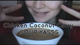 ASMR Eating Sounds | Chicken Curry Coconut Soup | Whispering, Slurping