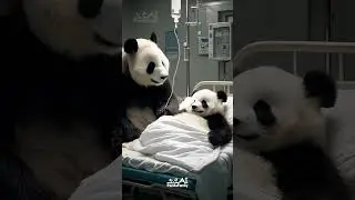 The child is sick, take him to the hospital   #panda #pandafamily #cutepanda