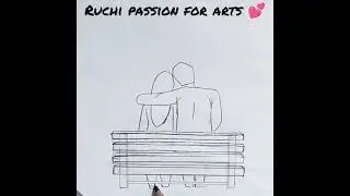how to draw couple sitting on a bench // pencil drawing // drawing tutorial