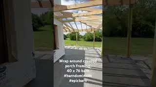Wrap around porch is coming along! 40 x 76 ft barn. #barndominum #dreambarn  #lifeisbutadream