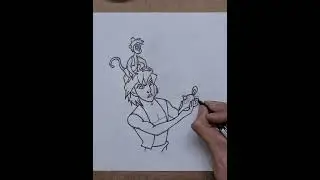 Drawing Aladdin with Abu & Magic Lamp -Freehand Outline & Using Pencils Colour's -Watch Full & More👇