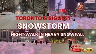 Biggest Snowstorm in Toronto ❄️ Night Walk in Heavy Snow.