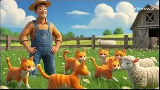 The fire-colored cat is making friends with the sheep.